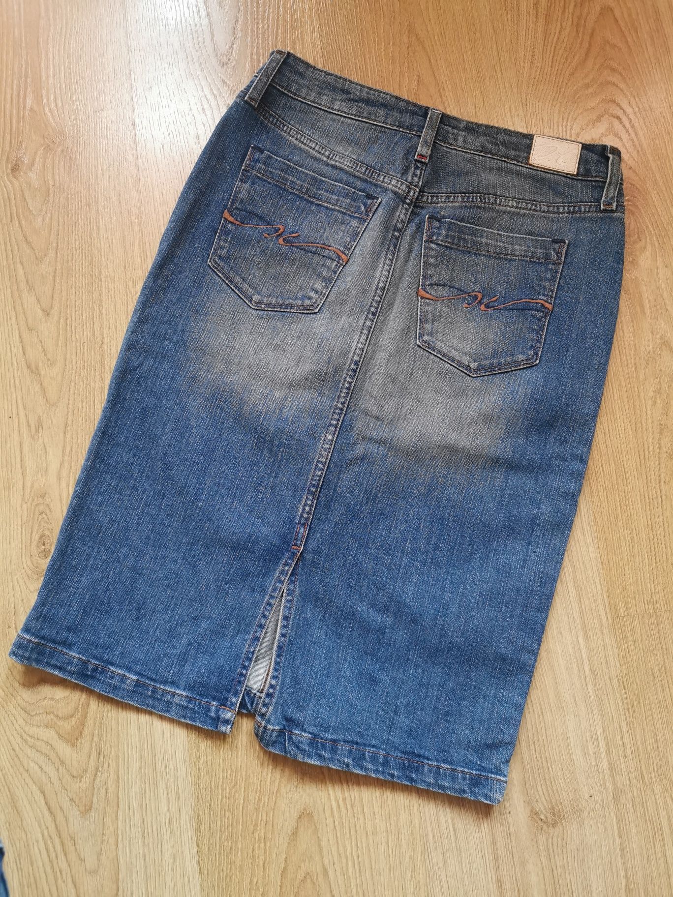 Spódnica jeansowa midi z rozcięciem Tommy Hilfiger