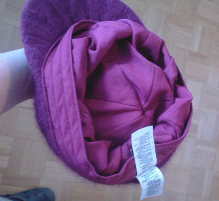 Kaszkiet, czapka wełniana bordowa H&M