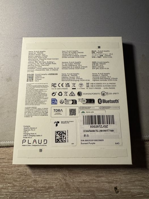 Dyktafon AI Plaud NotePin Liliowy