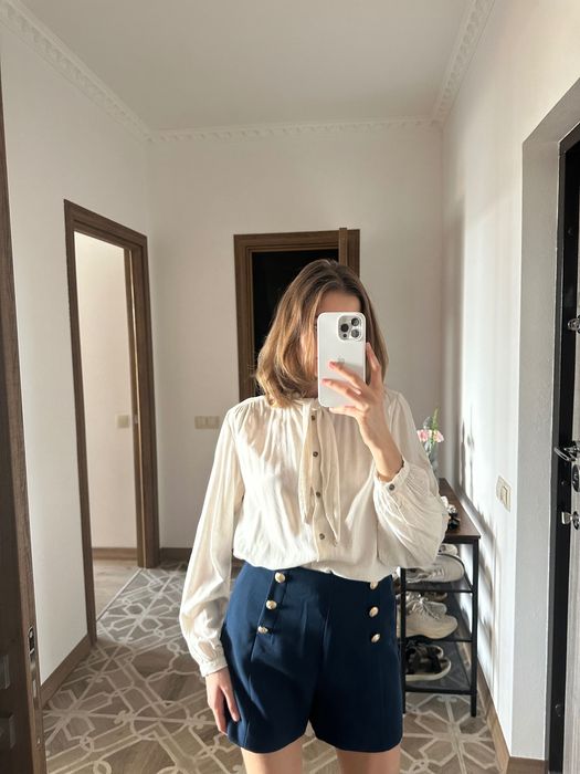 Женская рубашка льняная Mango сорочка лляна жіноча классика