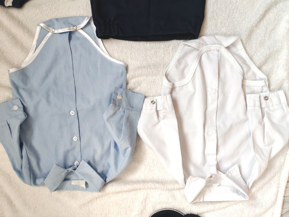 Strój, ubranko do chrztu Świętego, na chrzest, dla chłopczyka, r. 68