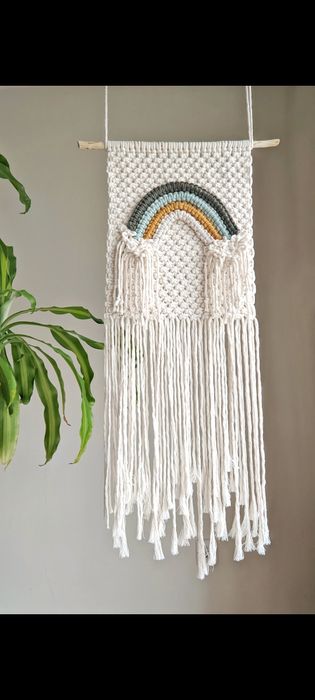 Painel de parede em macramé