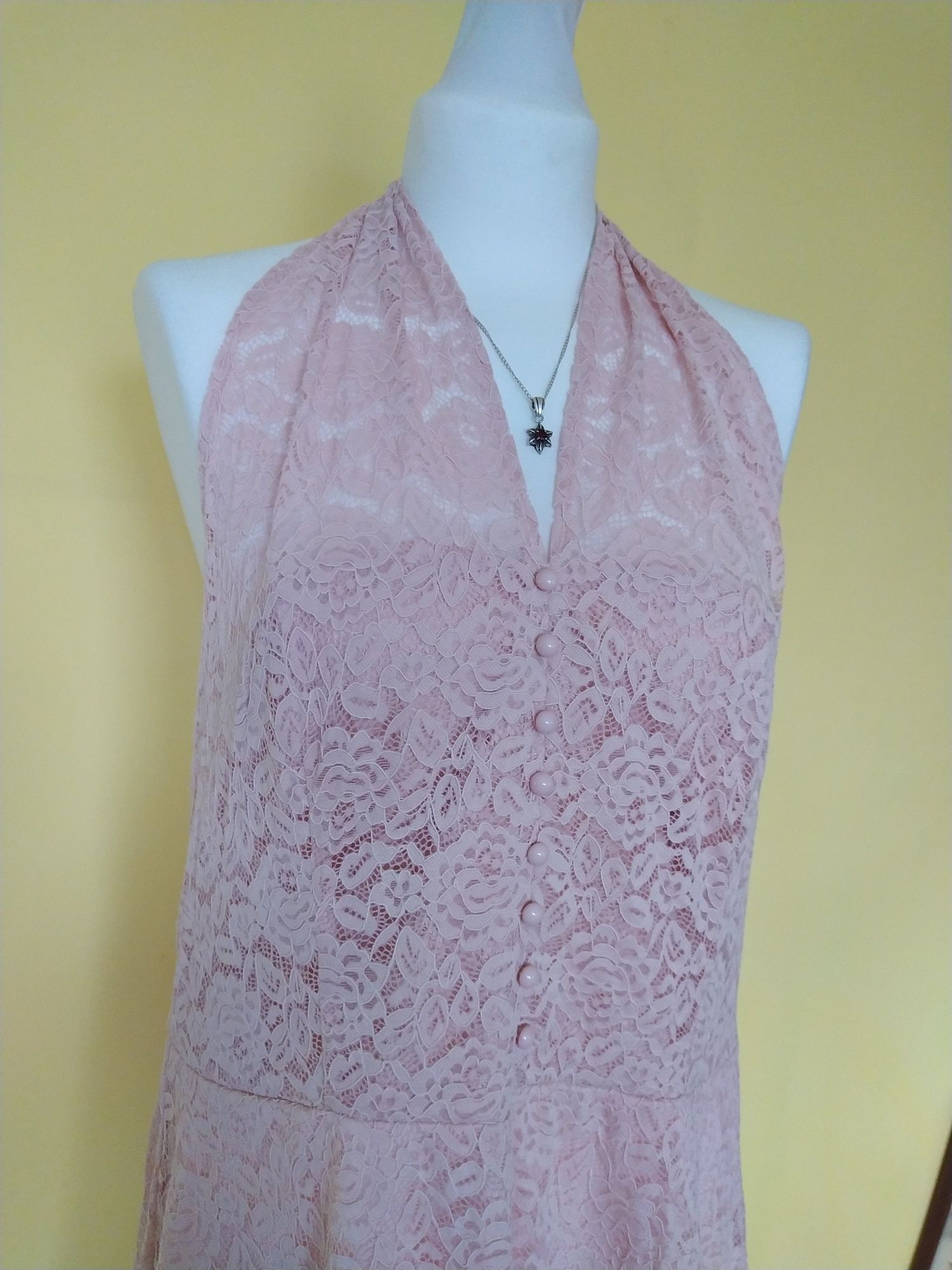Sukienka wieczorowa pudrowy róż Belle Pogue Elegant retro xxl