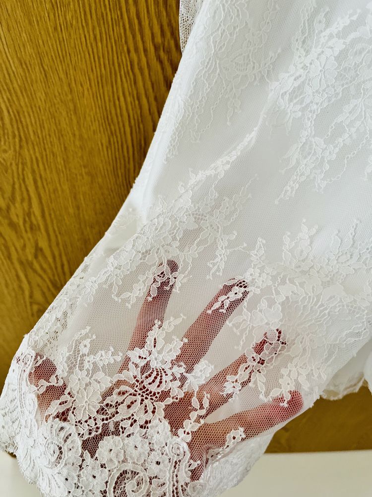 Koronkowa biała romantyczna suknia ślubna Julia Rosa r.38