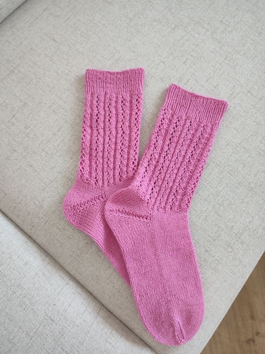 Nowe wełniane skarpety damskie r. 36-38, Handmade robione na drutach