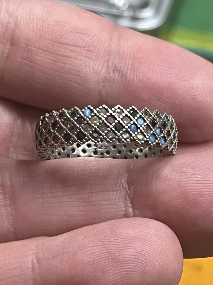 925 srebrna obrączka pierścionek z naturalnymi kamieniami