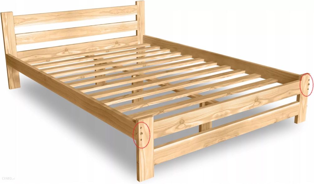 Łóżko drewniane 200x200cm zagłówek 50