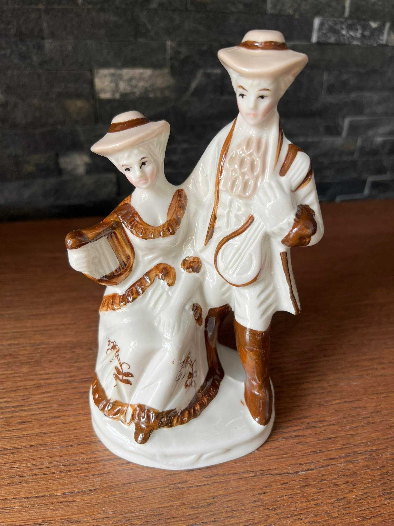 Para muzyków porcelanowa figurka brąz