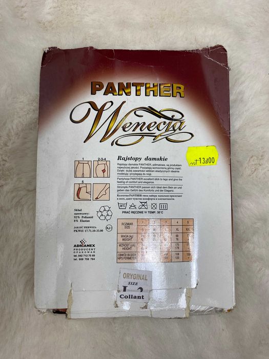 Nowe rajstopy damskie czarne w paski L-3 Panther Wenecja półmatowe