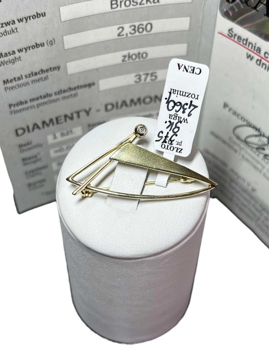 Złota Broszka z Diamentem P:375 / G:2,36