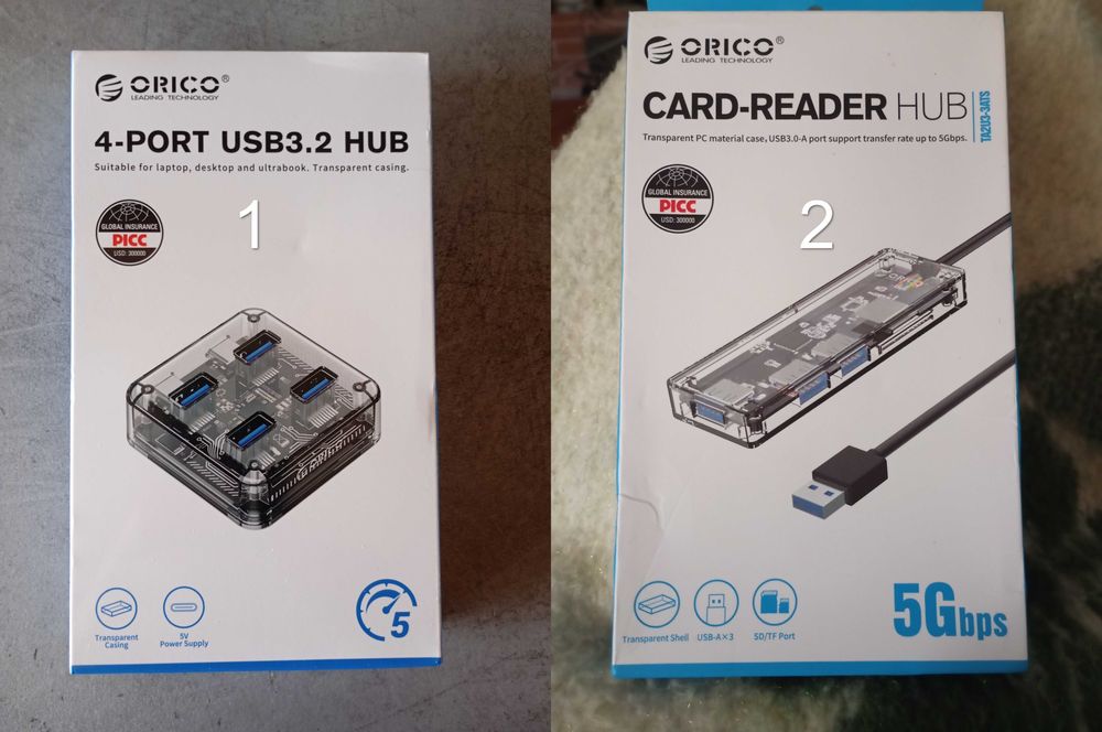 ORICO HUB/Card-Reader Концентратор - 5 Гбит/с 4 порта, SD/TF card, OTG