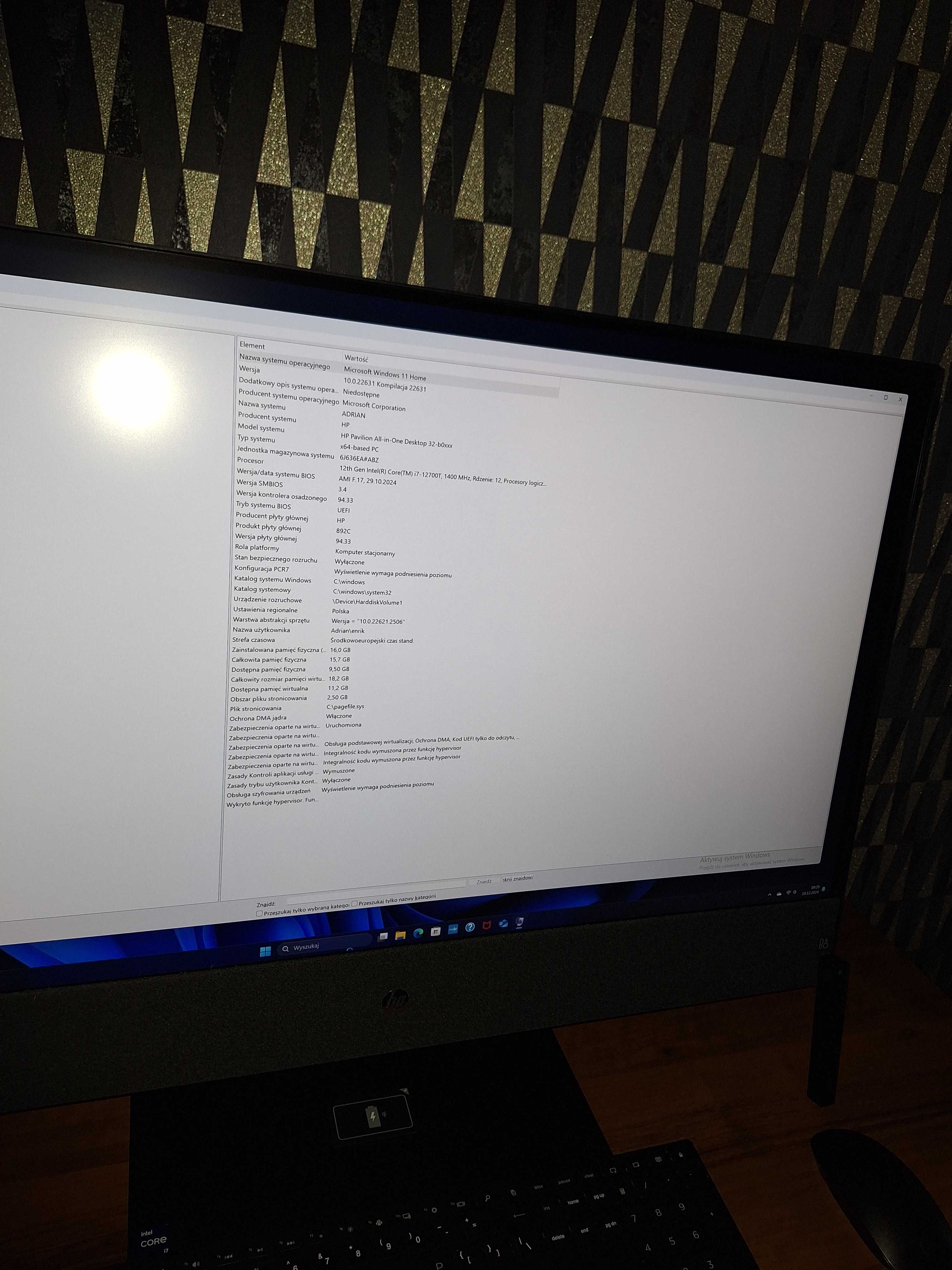 Komputer all in one hp 32 cale i7 12 gen