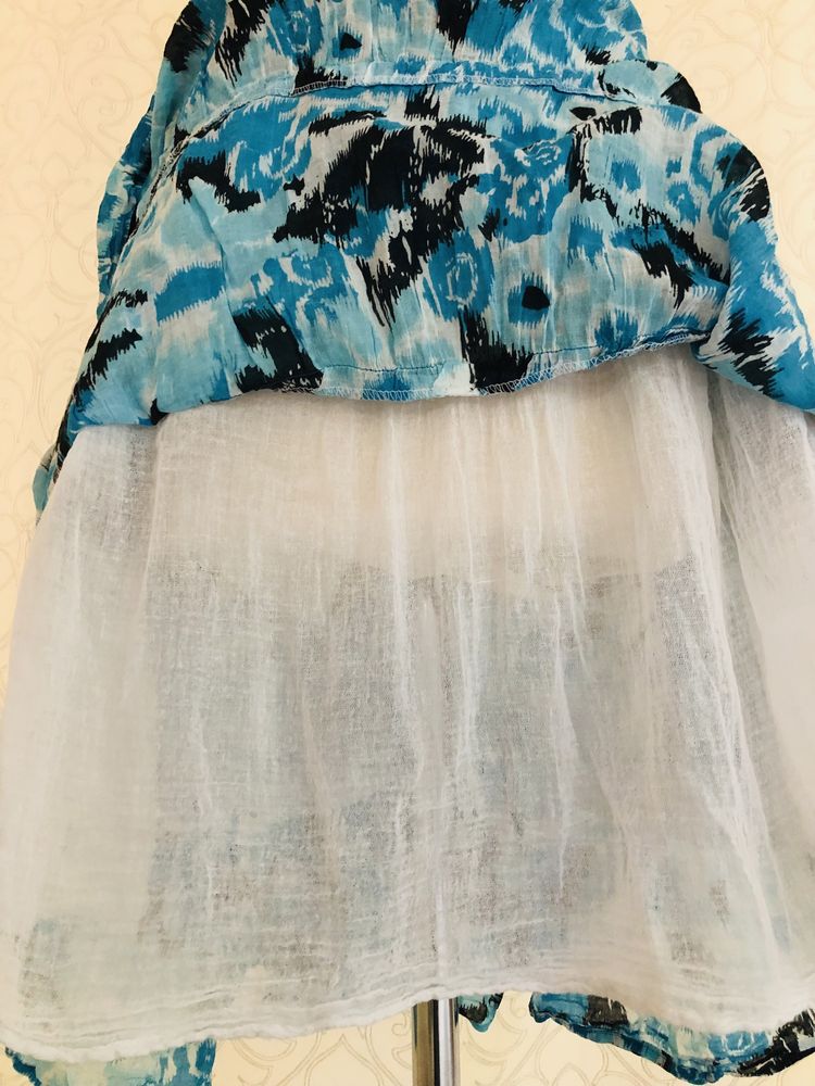 14. r.M bawełniana niebieska/granatowa midi sukienka na ramiączkach