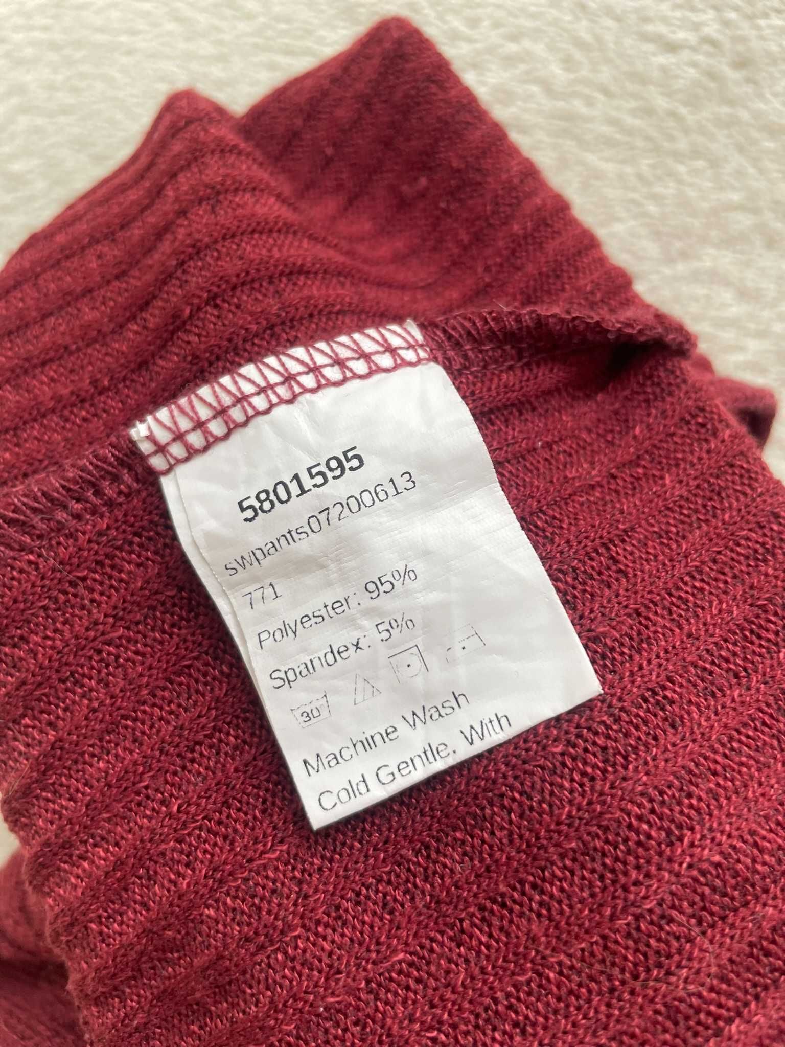 Shein spodnie flare bordowe dzwony dzianinowe wysoki stan y2k S 36