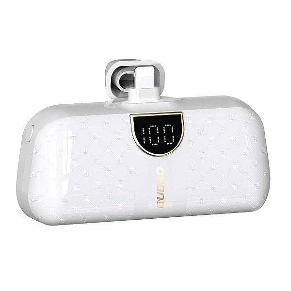 Powerbank Dudao K20SL 5000mAh mini ze złączami Lightning / USB-C - bia