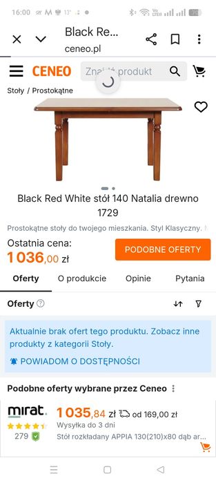 Stół Natalia140+4krzesła uzywane