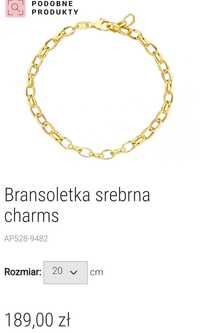 Apart charms bransoletka nowa 925 srebro srebrna 18cm