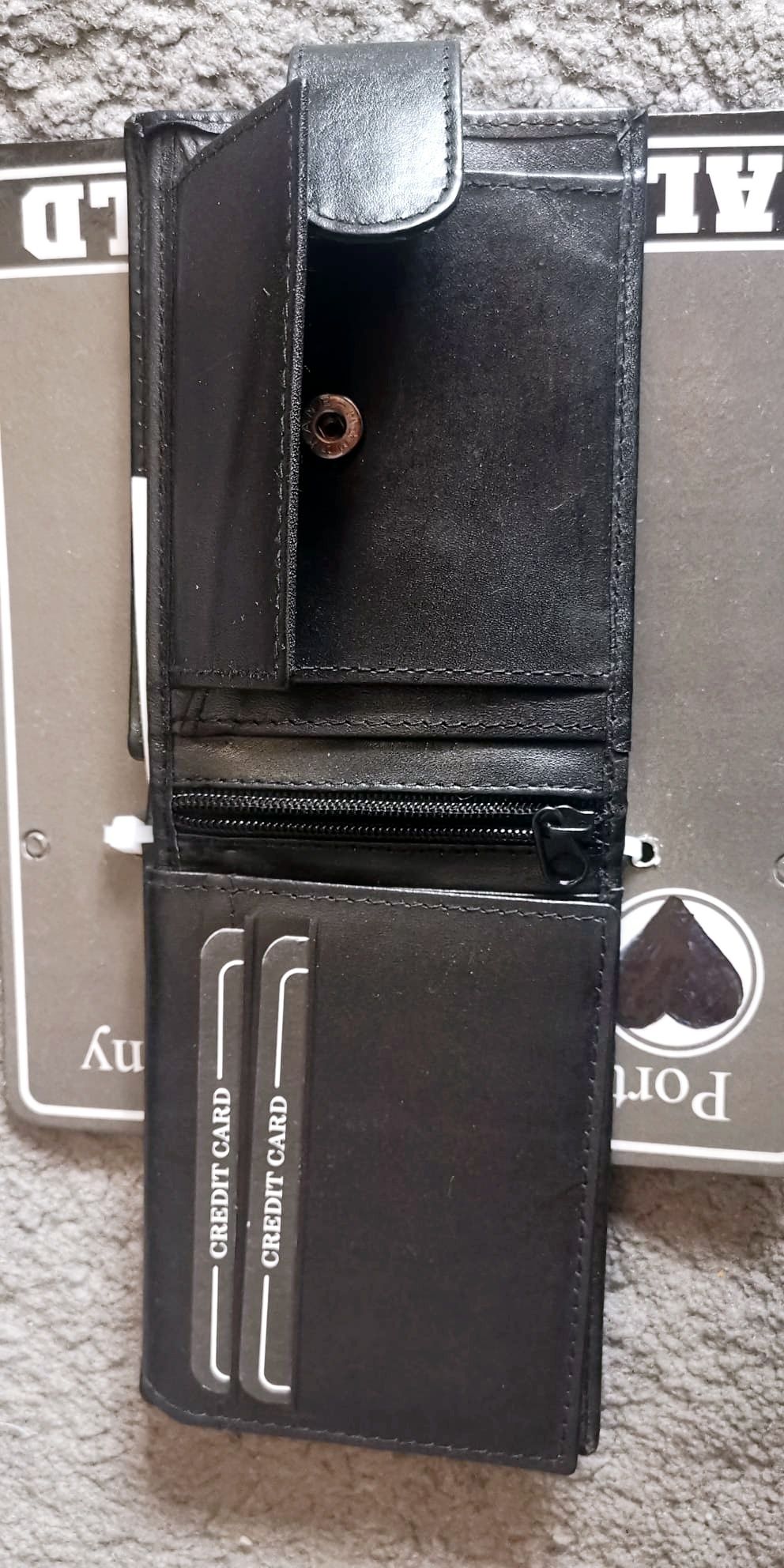 Nowy czarny skórzany męski portfel