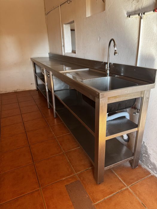Bancada de inox tripla