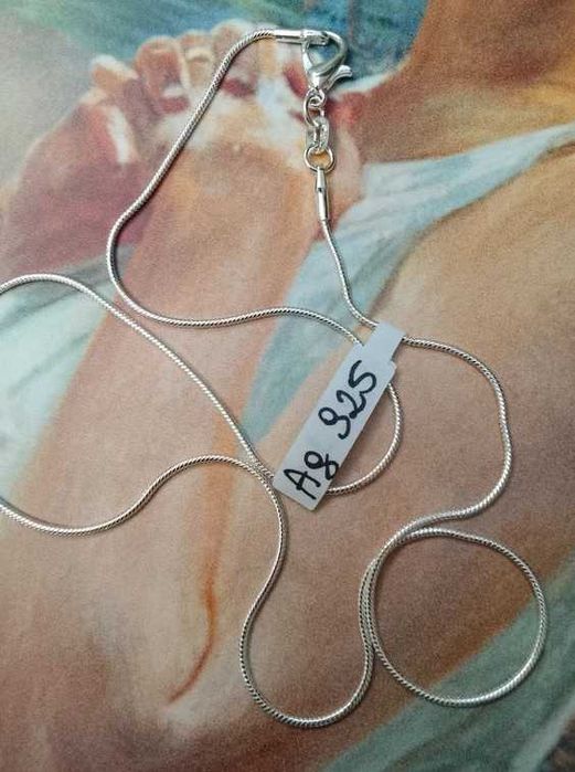 Nowy srebrny Łańcuszek Ag 925 splot żmijka wężyk 45cm nowy z metką