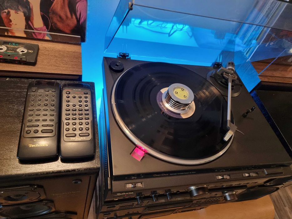 Wieża Technics 2 piloty kolumny gramofon +