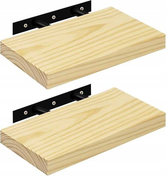 Zestaw 2 półek pływających solidne drewniane półki ścienne NrP336