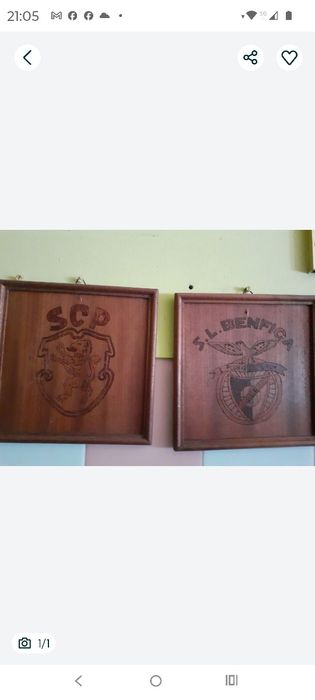 Quadro do Sporting pintado á mão e dois de madeira