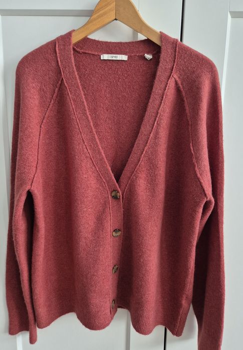 Kardigan damski, ceglasty, z wełną, roz. 40, Esprit