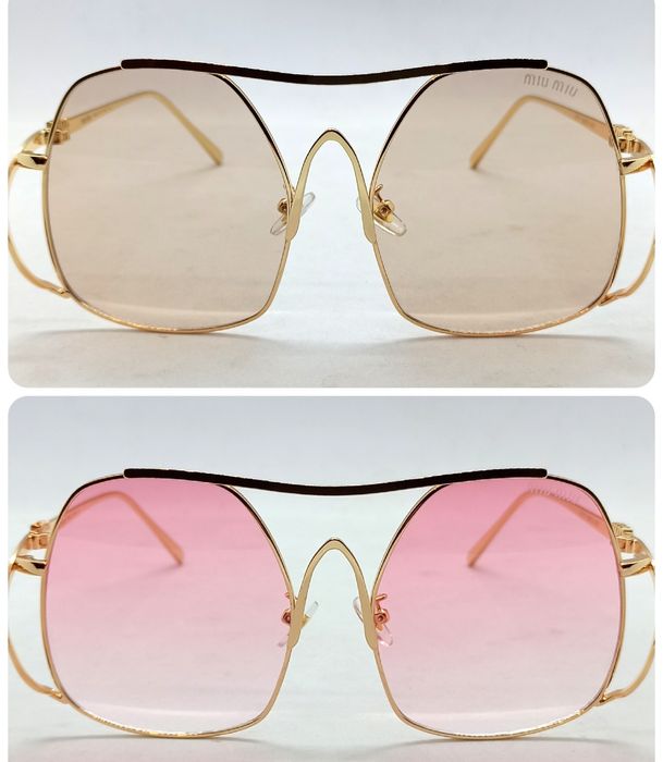 Miu Miu очки женские модные брендовые градиент в золотом металле