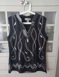 Czarno-srebrna bluzka bogato zdobiona/wyszywana/haftowana glamour XL
