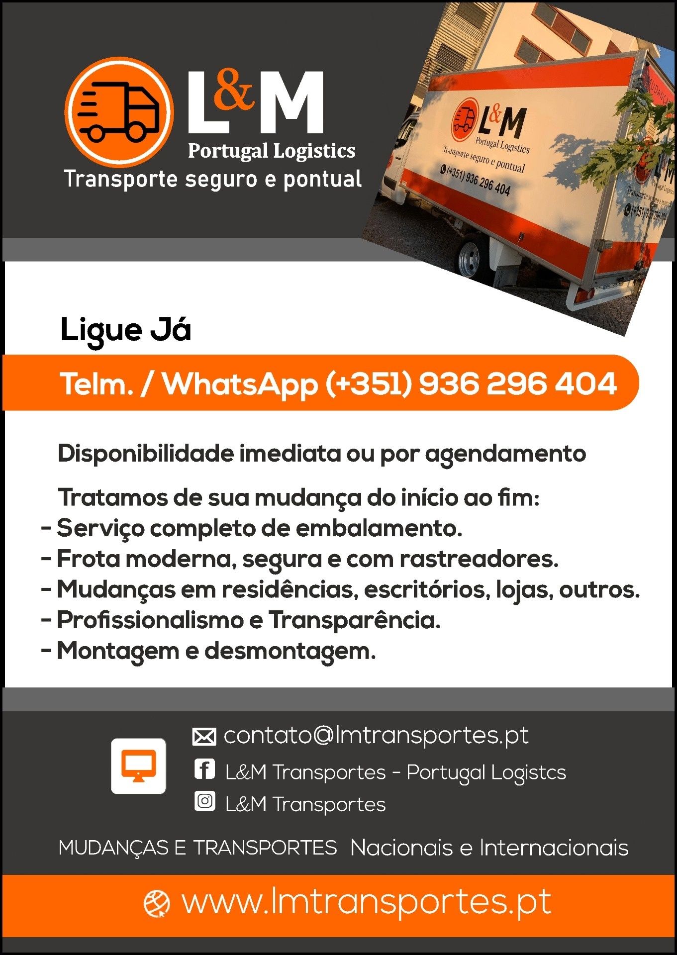 Mudanças e transportes em Portugal e EUROPA. Orçamento imediato