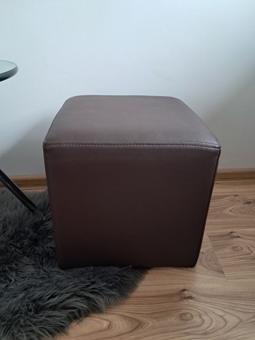 Pufy brązowe, siedziska krzesła 2 szt