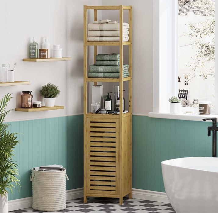 Wysoka smukła szafka bambusowa M