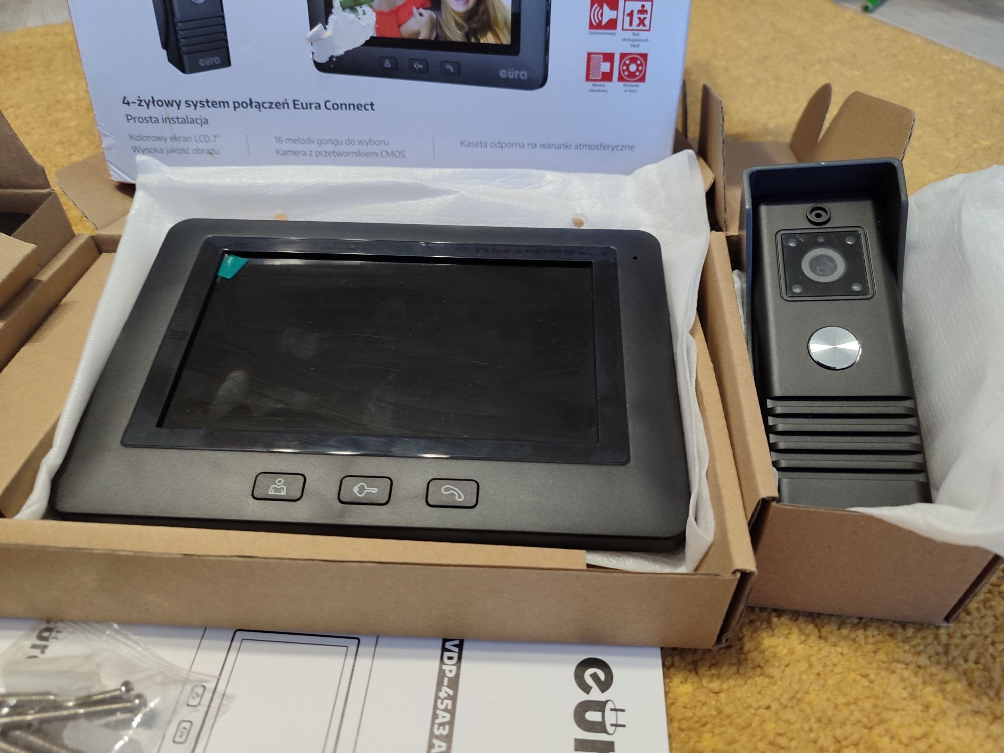 Wideodomofon Eura VDP-45A3 ALPHA czarny  NOWY