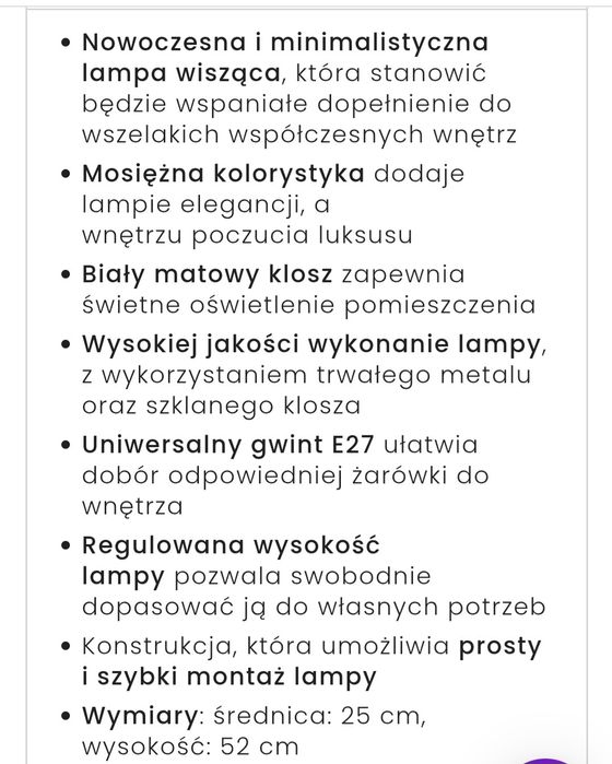 Lampa SORENTO kula D25 piękna