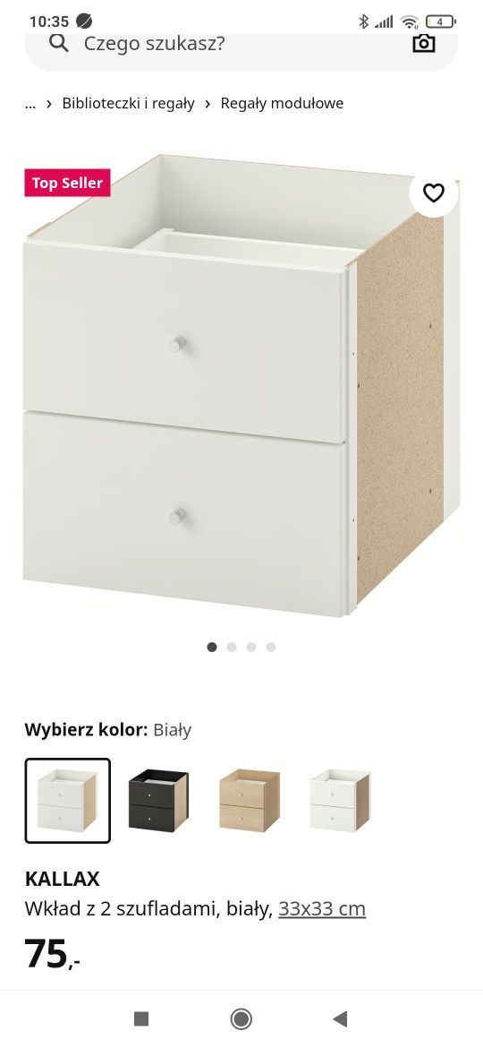 Biurko Kallax Ikea białe, szuflady, otwierana szafka