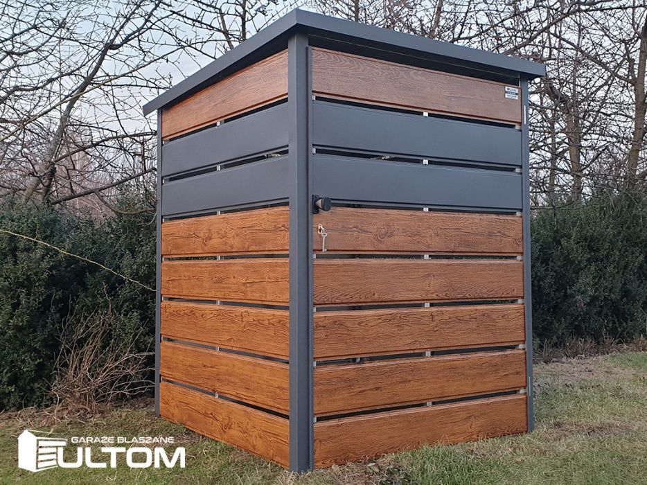 Wiata śmietnikowa blaszana, schowek na pojemniki