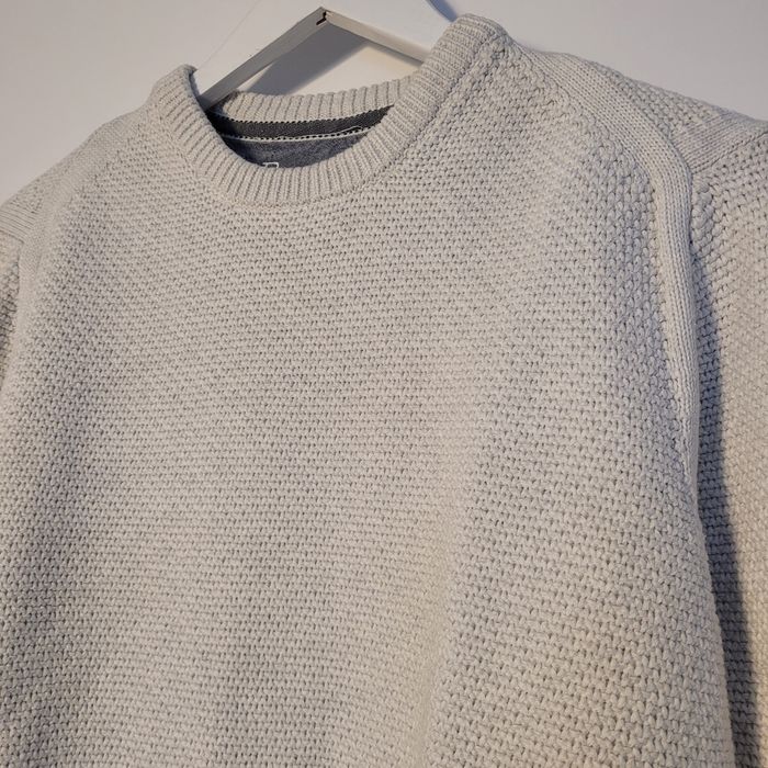 Sweter męski z łatami reserved M L szary jasny bawełna
