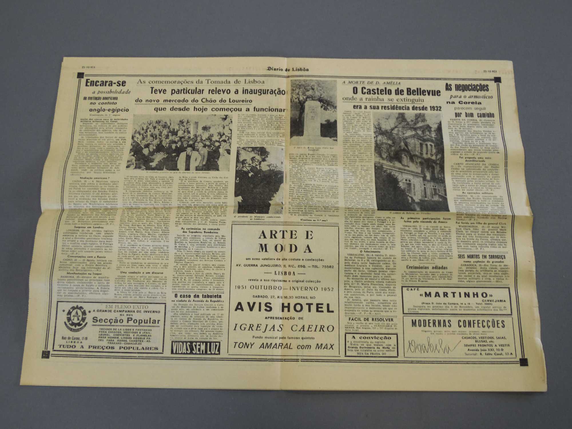Jornal Diário de Lisboa 1951, Falecimento Rainha D. Amelia