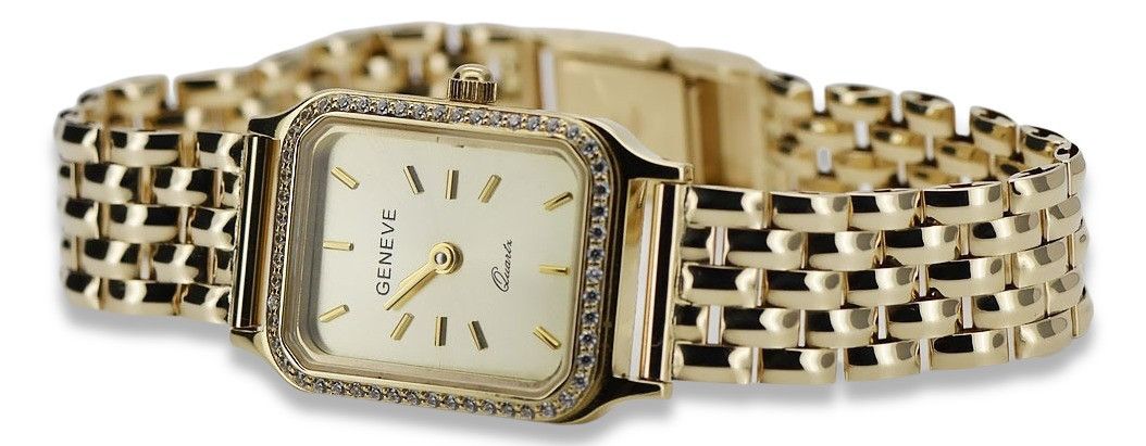 Złoty zegarek z bransoletą damską 14k włoski Geneve lw055y&lbw004y