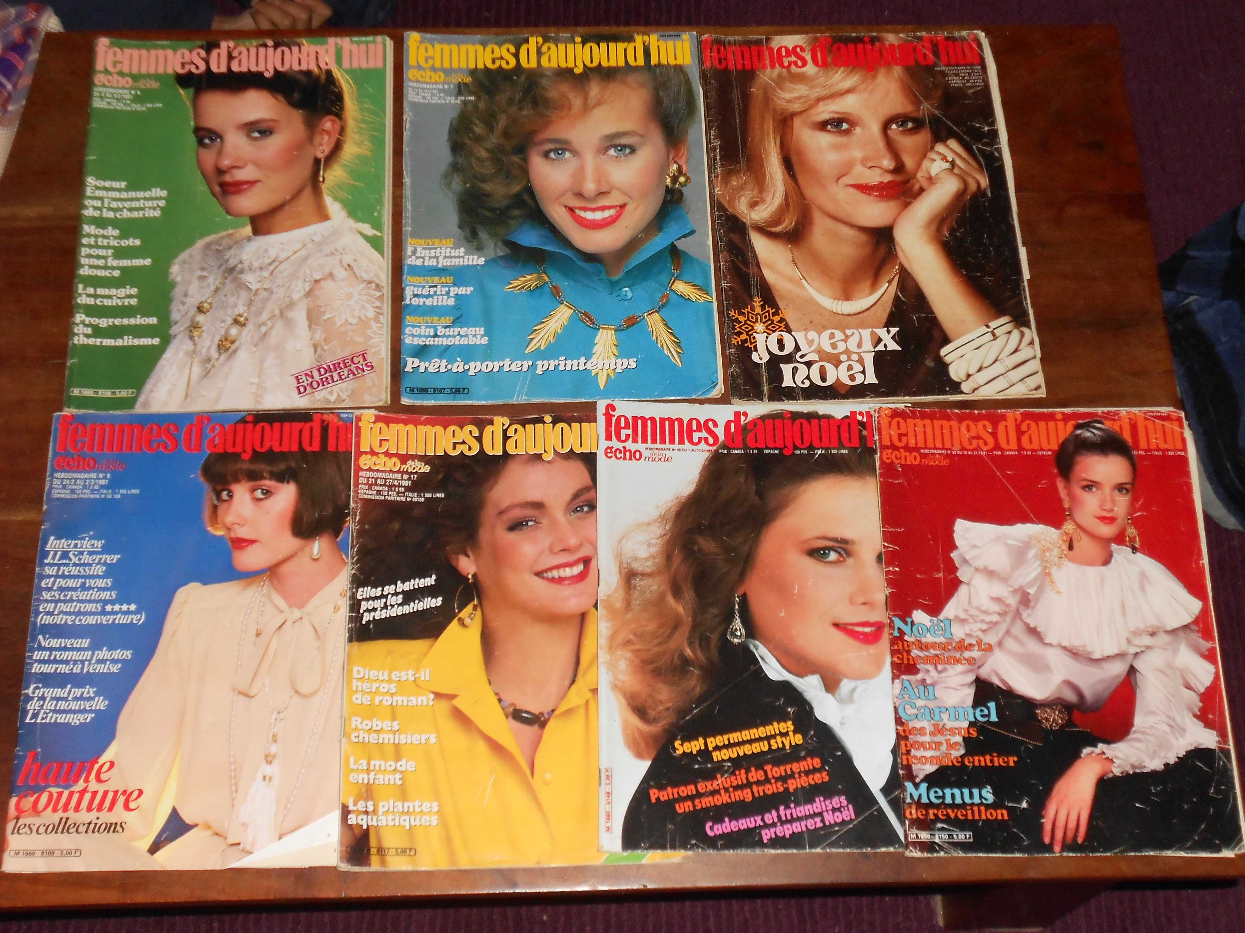 Revistas antigas vintage roupa moda Femmes Aujourdhui ano 1975 / 81