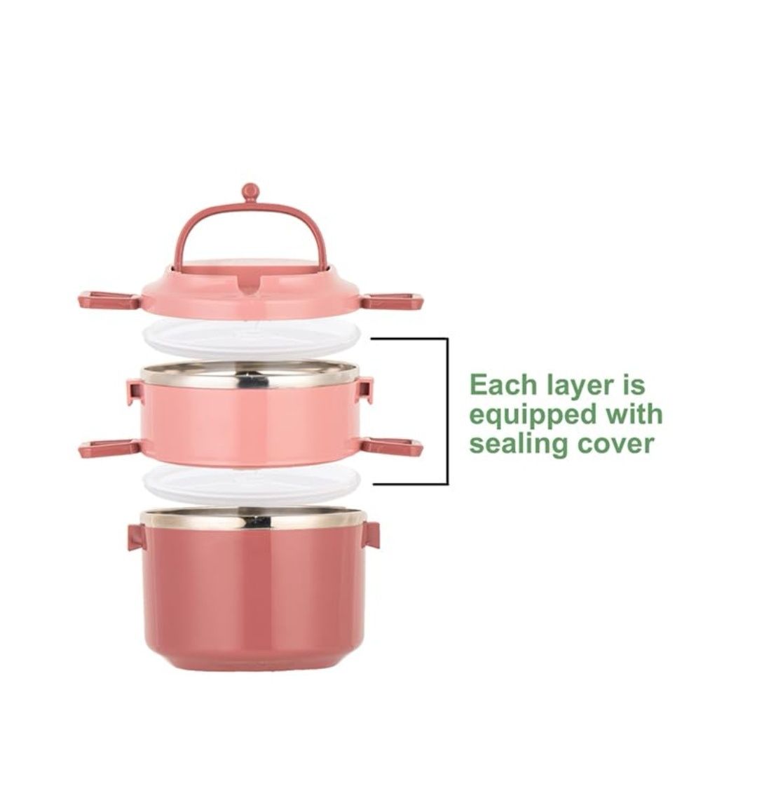 Lunch box 1,7L z dwoma pojemnikami, stelażem, sztućcami – nowy