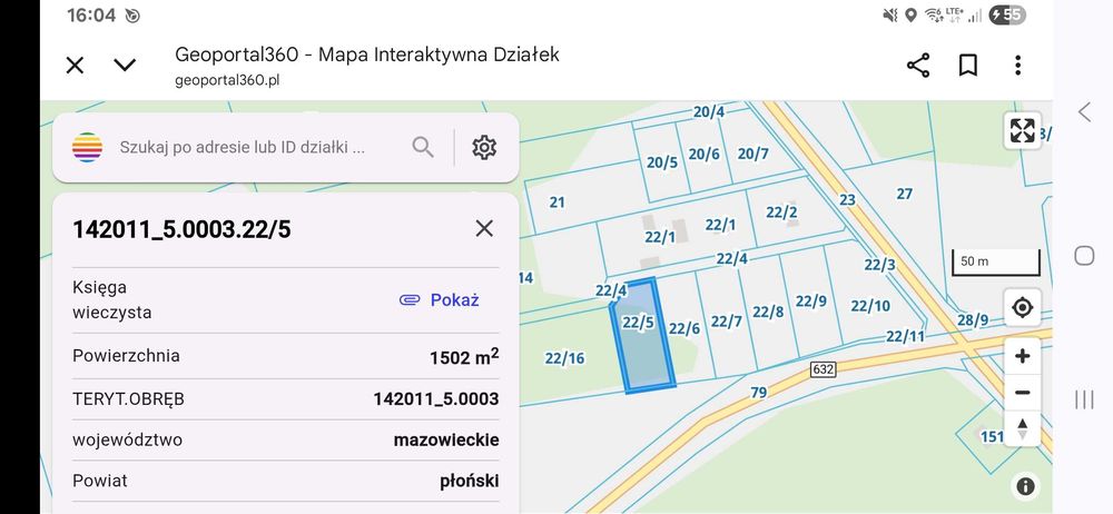 BOLĘCIN kolo Płonska . Działka rekrecyjno-budowlana 1500m2.