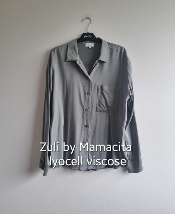 Damska koszula z długim rękawem lyocell wiskoza zielona turkusowa