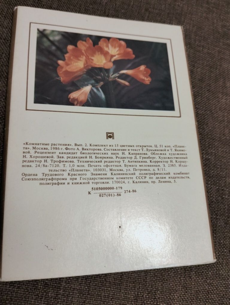 Набор открыток комнатные растения