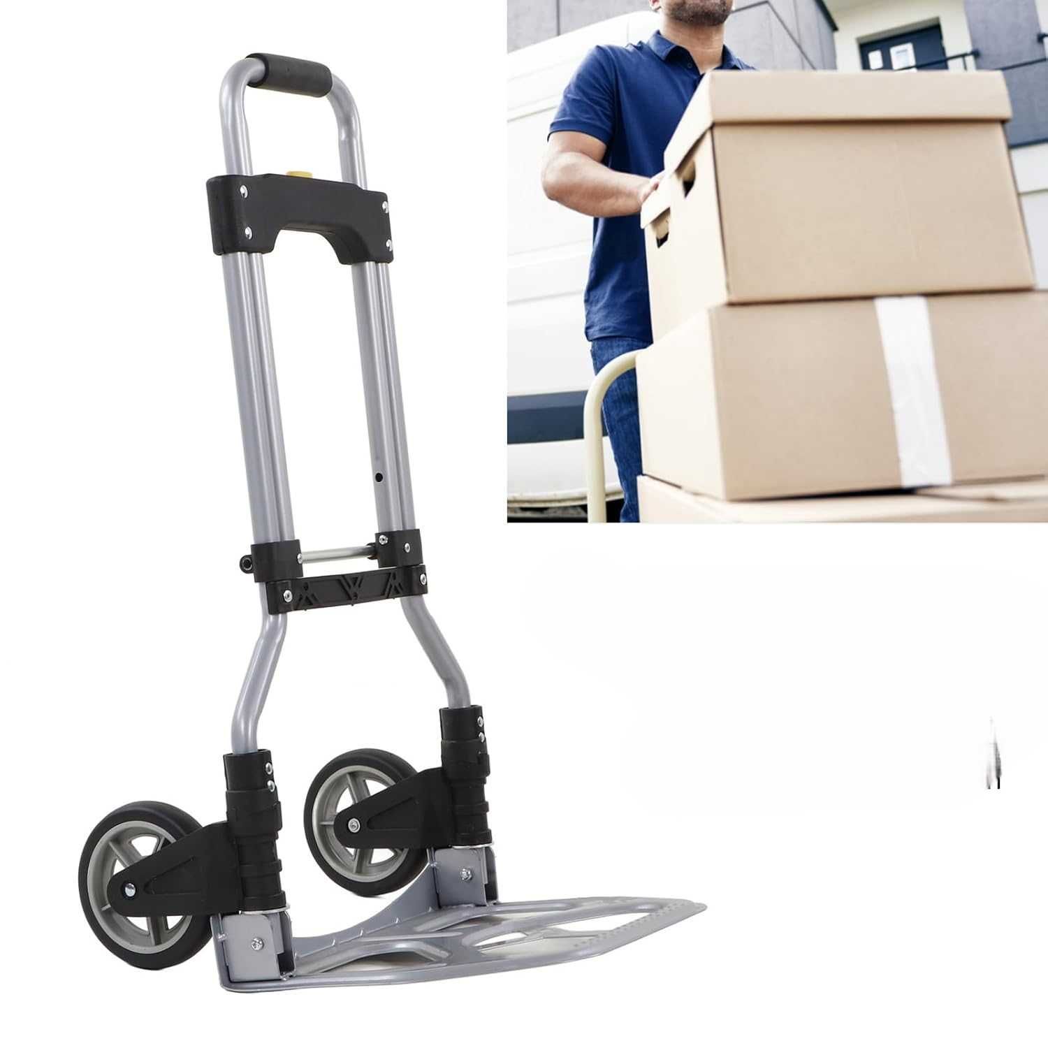 Aluminiowy wózek transportowy składany, udźwig 70 kg