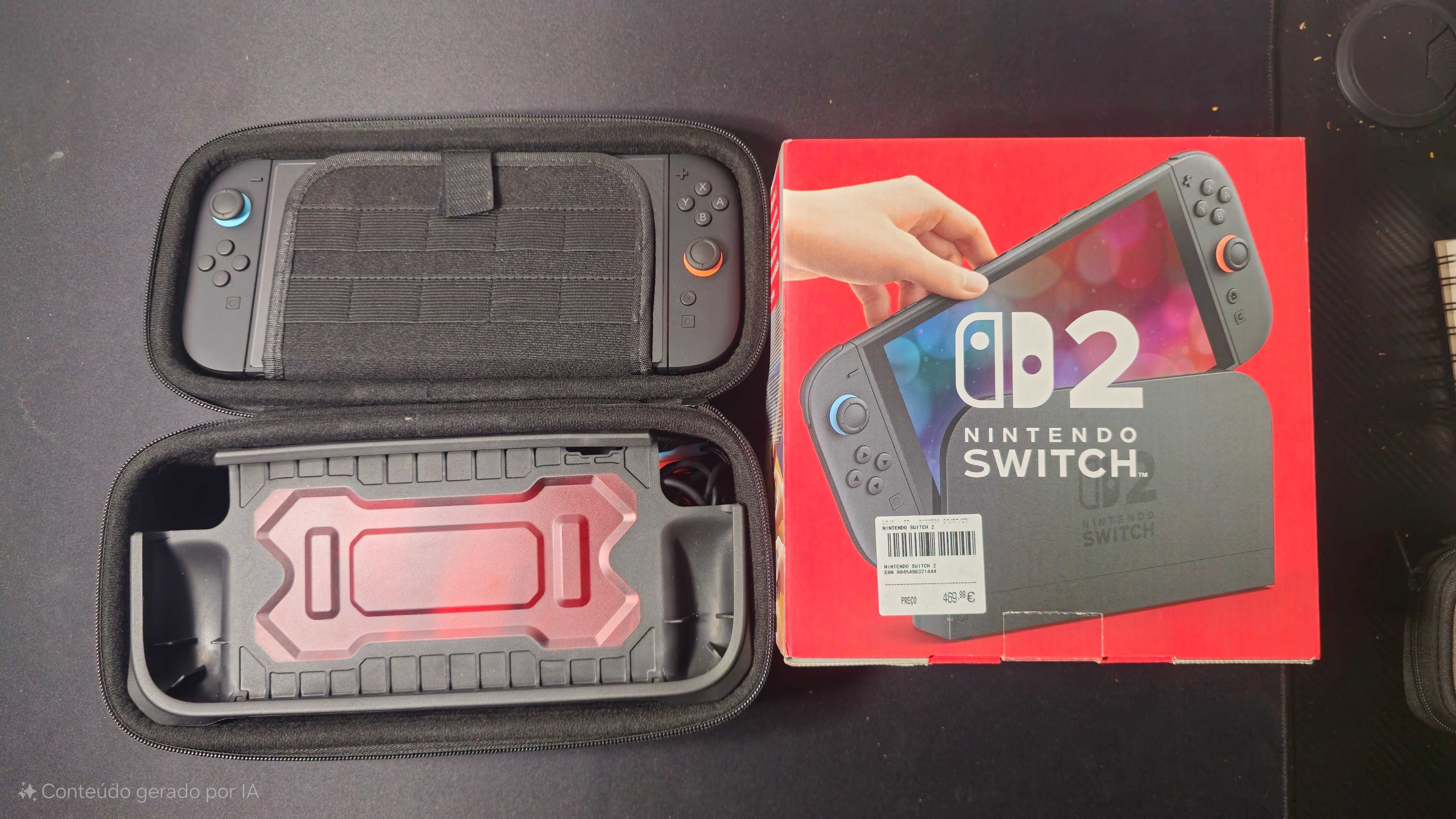 Nintendo Switch 2 seminova + bolsa + capa + protetor + caixa original