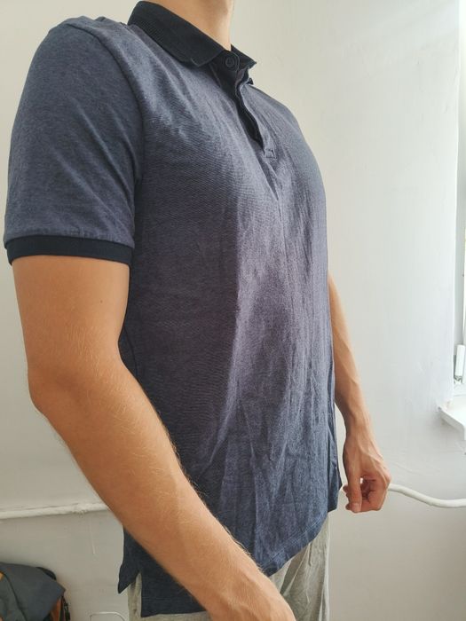 Męska koszulka polo XL granatowo szara