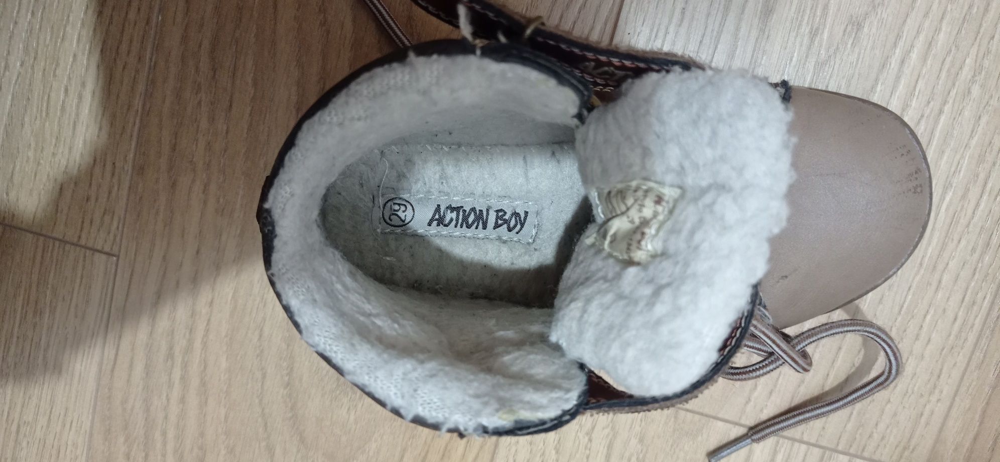 Buty jesienno - zimowe za kostkę na rzep i sznurowadła rozmiar 29