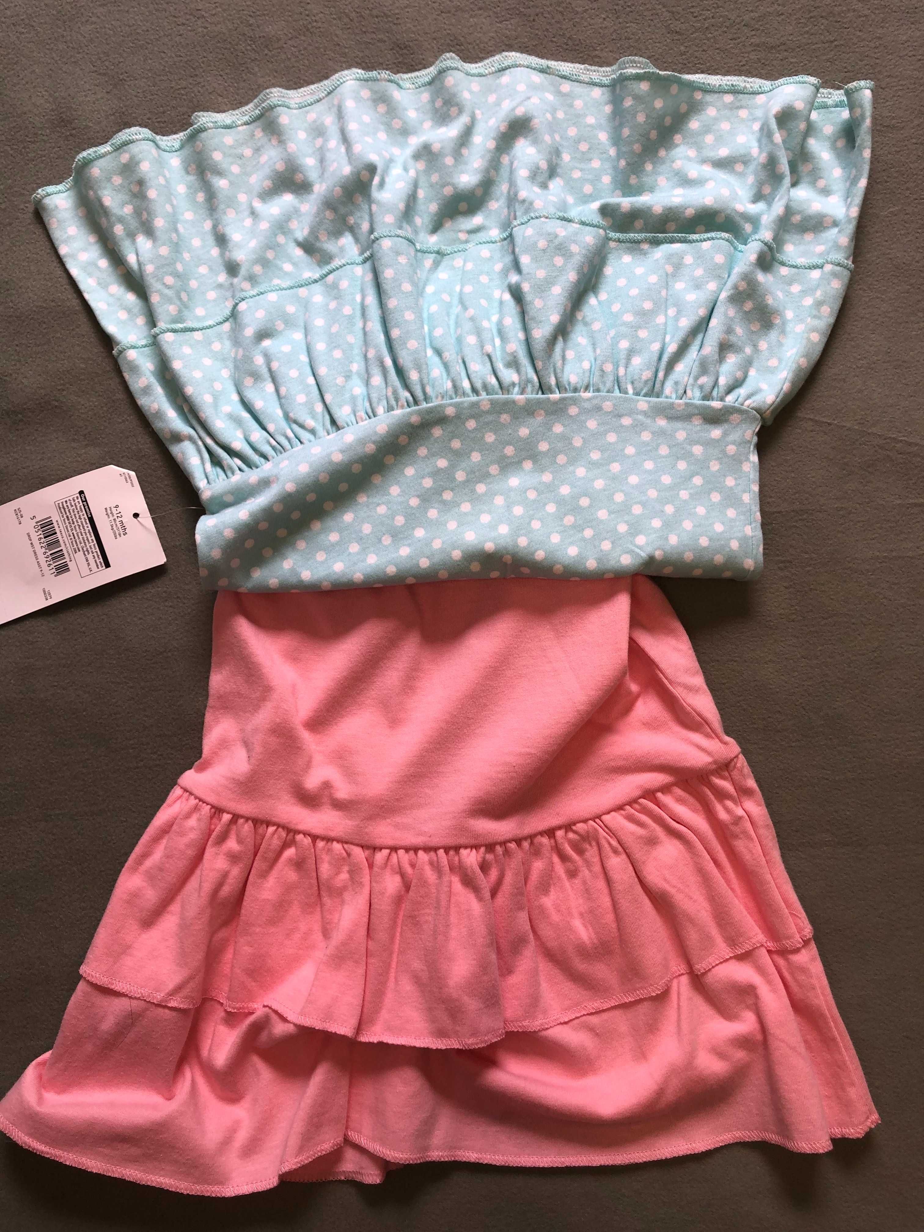 Набір трикотажних платтячок для дівчинки (2 шт.) на вік 9-12 місяців